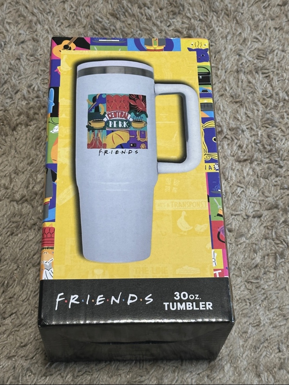 FRIENDS White Central Perk 30oz Travel Mug with Colorful Logo